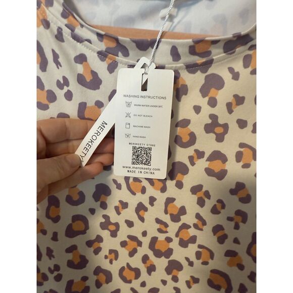 NWT Merokeety Size Small Cheetah Print Tie Back Knee Length Dress Soft - Picture 3 of 4